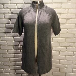Coldwater Creek short sleeve grey zip sweater 14/16 L